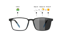 Lentes Ópticas de Resina Dura Fotocromáticas con Base Blanca y Corte Azul, Material de Base Transparente, Lentes de Transición con Rayos Azules