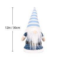 Poupée Gnome de Noël en peluche à rayures bleues avec manteau flocon de neige et boucle de ceinture pour la décoration d'étagère sur le thème du pays des merveilles hivernales
