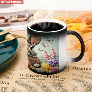 Mug magique en céramique 11oz noir givré, tasse à boire changeant de couleur à la chaleur, usage quotidien - Product Image 5