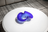 Plateau à thé moderne de luxe pour bureau à domicile, plat à bibelots artistique en verre bleu, centre de table élégant pour fête et rangement de fruits