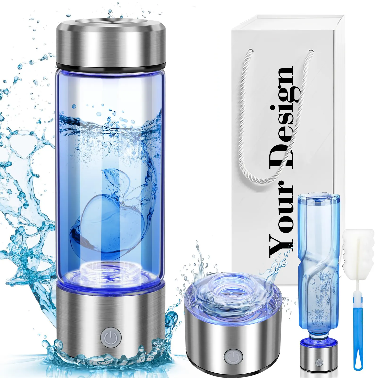 2 in 1 Electric water filter Hydrogen water Generator water bottle Ionizer Maker Hydrogen-Rich Antioxidants ORP Hydrogen bottle