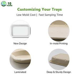 Custom Service Biodegradable Sugarcane Bagasse <strong>Paper</strong> Pulp Dessert Cake Tray Bio Eco Friendly <strong>Small</strong> Mini Food <strong>Plates</strong> - Product Image 6