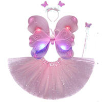 Ensemble jupe tutu lumineuse, ailes d'ange féeriques, serre-tête, baguette magique, robe d'ange lumineuse, costume d'ange papillon, accessoires de fête cosplay