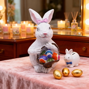 งานฝีมือเรซิ่นรูปกระต่ายสำหรับเทศกาลอีสเตอร์ รูปทรงดอกไม้ ไข่ ของตกแต่งสวนกลางแจ้ง สนามหญ้า ตกแต่งสวน รูปปั้นก็อบลิน - Product Image 4