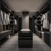 Dressing moderne sur mesure en chêne massif avec îlot, armoire convertible pour chambre à coucher, idéal pour hôtel et salon