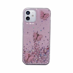Papillon Goutte À Goutte Glitter Strass TPU Téléphone étui pour iphone 16 15 14 13 Pro 12 11 Max Plus 16Pro 17Pro Couverture <span class=keywords><strong>Coque</strong></span> Transparente - Product Image 1