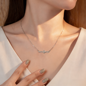 Trendy 925 <b>Silver</b> Cubic Zirconia Cross Necklace for Women Fashion CZ Pendant Party Jewelry - Product Image 4