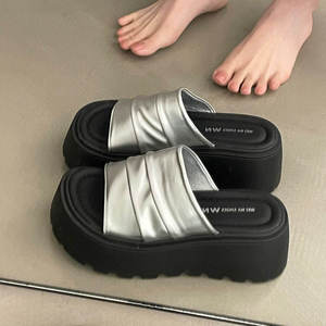Sandalias de Plataforma Gruesa con Tira Ancha de PU, Plisadas y Fruncidas, de Guangzhou Professional FTS 1688 Agent One-Stop Sourcing, Disponibles 24/7 - Product Image 2