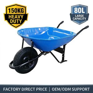 <span class=keywords><strong>Brouette</strong></span> de chantier robuste WB7205, capacité de charge 150 kg, bac en acier 80 L, avec <span class=keywords><strong>roue</strong></span> pneumatique 4.00-8 pour béton et sable - Product Image 1