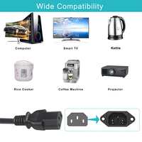 Cable de Alimentación para Ordenador con Enchufe BSI Macho de 3 Pines BS del Reino Unido y Conector Hembra C13 IEC con Fusible