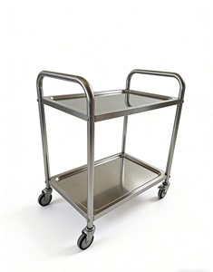 Carrito de Plataforma de Cuatro Ruedas VICTORY KITCHEN, de Acero Inoxidable, de 2 Niveles, Móvil, Industrial, para Almacén y Compras - Product Image 5