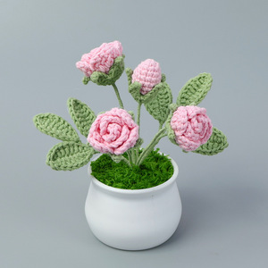 Decoración de mesa de rosas de tres flores tejidas a mano cumpleaños aniversario regalo de San Valentín Uionen 1486 - Product Image 4