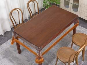 OFERTA ESPECIAL - <span class=keywords><strong>Mantel</strong></span> transparente de PVC <span class=keywords><strong>con</strong></span> borde de flecos blancos - Product Image 4