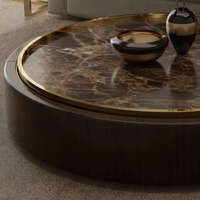 Ensemble de café en bois massif personnalisé style créatif moderne table basse en marbre naturel pour salon de luxe design villa