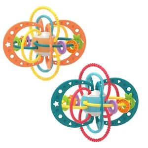 Jouets à mâcher pour bébés de 6 à 12 mois, jouets de dentition suspendus, boule de hochet en Silicone, morsure, boule de préhension - Product Image 1