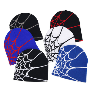 Moda Hip-hop Streetwear gorras para hombres mujeres Unisex Goth Pullover Skull Cap Y2K invierno cálido sombreros Spider <span class=keywords><strong>Web</strong></span> Knitting Beanie Hat - Product Image 2