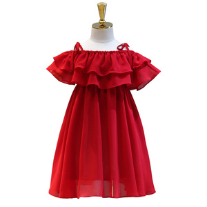 New Modern Princess Children Formal Collapsible Shoulder Kids Party Girl Casual <b>Dress</b> Form for Girls on Summer - Product Image 1