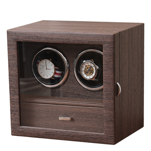 กล่องเก็บนาฬิกาอัตโนมัติอเนกประสงค์ 2 ช่อง สำหรับนาฬิกาและเครื่องประดับ ทำจากหนัง PU สีดำน้ำตาลคุณภาพพรีเมียม ขายส่ง - Product Image 1