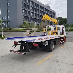 Premium FAW 4x2 <b>Flatbed</b> Tow <b>Truck</b> with 5 Ton Telescopic Crane Slidebed Wrecker Recovery <b>Truck</b> with Rollback - Product Image 3