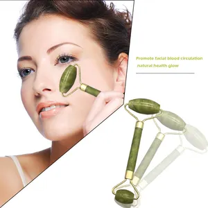 Rodillo de Jade verde para masaje Facial, rodillo de Jade Rosa Natural para masaje Facial