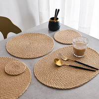 Tapis de pot napperons en rotin tissés à la main tapis d'isolation thermique ronds tapis de Table tissés naturels pour salle à manger décor de mariage à la maison