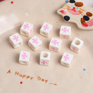 Colored <b>Baking</b> Paint Acrylic Cross square <b>Beads</b> Scattered <b>Beads</b> DIY Jewelry Accessories Keychain Bracelet <b>Bead</b> Material - Product Image 5
