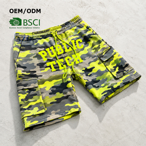 Pantalones Cortos Deportivos de Verano Personalizados, 100% Algodón, Estampado Completo, Estilo Camuflaje, para Hombre, con Bolsillos Tipo Cargo y Cordones - Product Image 1