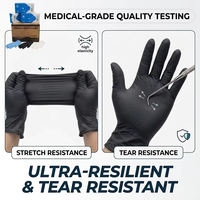 Gants de cuisine jetables en vinyle sans poudre de nitrile, noirs, compatibles écran tactile, personnalisables, boîte de gants