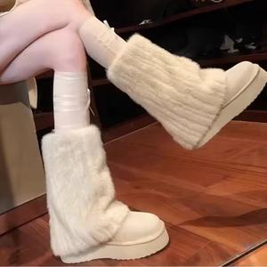 Bottes d'hiver tendance pour femme, imperméables et thermiques, avec fourrure, style classique, plateforme, décontractées, personnalisables avec logo, vente en gros - Product Image 5