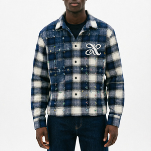 Camisas Casuales de Hombre para Otoño, con Estampado de Letras Personalizado, Transpirables, Ecológicas, de Franela, Lavadas con Ácido, de Manga Larga - Product Image 1