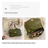 Tas Selempang Wanita Gaya Retro Bahan Kulit PU Lapis Lilin, Kunci Putar, Penyimpanan Multi-Lapisan, Tas Tangan Wanita Kasual untuk Jalan-Jalan