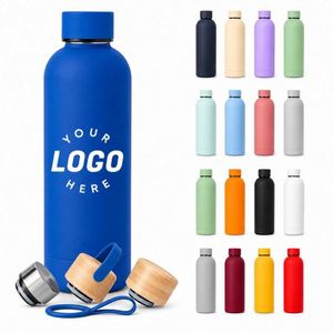 Botella de Agua Deportiva de Viaje de 500 ml (17 oz), de Doble Pared, Aislada al Vacío, con Logotipo Personalizado, de Acero Inoxidable, con Recubrimiento de Goma, para Regalo Promocional - Product Image 1