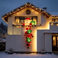 Nouvelle Décoration de Noël Gonflable Transfrontalière de 24 mètres, Motif Trois Pères Noël Grimpant sur Mur, en Polyester, pour Affichages Extérieurs de Jardin, Personnalisable