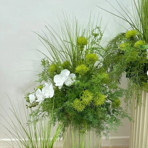 Nouvelle conception de chemin de table en fleurs vertes faites à la main, orchidée blanche, arrangement floral pour allée, <span class=keywords><strong>d</strong></span>écoration intérieure pour événement de mariage - Product Image 2