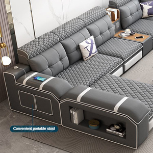 Latest Design <b>Storage</b> Functional With USB Charging Wholesale Price Custom Grey Fabric Furniture Set for Living Room YC-FS18 - Product Image 4