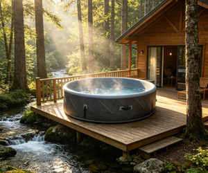 <span class=keywords><strong>Piscine</strong></span> de nage à contre-courant moderne pour 4 personnes, spa extérieur à économie d'énergie, bain à remous massant pour jardin domestique - Product Image 6