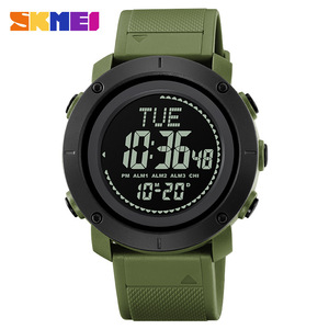 Skmei <b>Digital</b> Watch Men Military Green TPU Strap 3Bar Waterproof Electronic Alarm <b>Clock</b> Sports Watch - Product Image 1