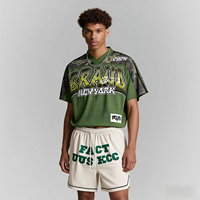 Maillot de baseball hip-hop urbain à manches courtes col en V, maillot de football OEM, t-shirts respirants personnalisés en maille tricotée 220 grammes coupe oversize