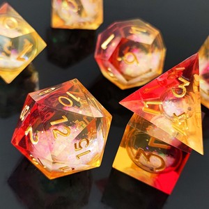 <span class=keywords><strong>Juego</strong></span> de Dados RPG de Resina Poliédrica con Núcleo de Arena Movediza Roja y Rosa Brillante, Accesorio para Juegos de Rol - Product Image 3