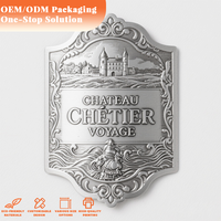 Etiqueta engomada de la botella de oro de aluminio fino suave Material Metal exquisito impermeable 3D Etiquetas Perfume Etiqueta de aluminio