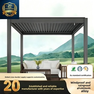 Pavillon en aluminium à persiennes électriques personnalisables pour les loisirs en plein air, cour, villa, protection contre le soleil et la pluie - Product Image 1
