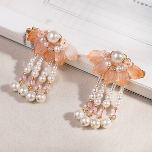 New Year children's tassel hair <b>clips</b>, Chinese style hair <b>clips</b>, girls' Hanfu side <b>clips</b>, princess <b>bow</b> <b>clips</b>, ancient costume - Product Image 1