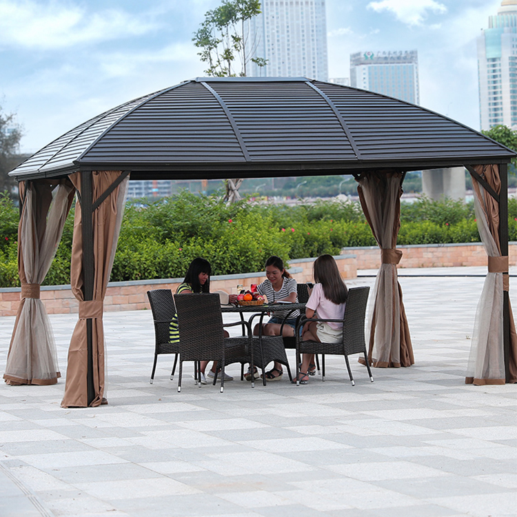 Gazebo impermeável para jardim, armação de metal à prova d'água para uso externo, pacote 3x3, alumínio