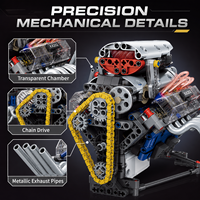 Kit de Bloques de Construcción MOC, Superauto con Motor V8 Eléctrico, Modelo con Control por APP, Juguete de Plástico ABS Personalizable para Regalo