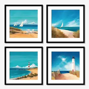 Peinture à l'huile pure peinte à la main phare mer paysage pour décor de chambre bateau moderne paysage marin mur Art peinture acrylique