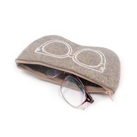 Étui de protection gris personnalisé avec logo pour stylos et crayons, pochette portable en feutre simple pour lunettes d'enfants