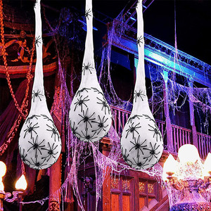 DAMAI Halloween Spider Web LED Lights and Spider Egg Decorations Set Garden Porch Ornaments for Halloween Party Decorations - Product Image 1