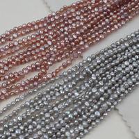 Perles baroques naturelles d'eau douce de 4 mm, couleur gris-violet, trou latéral, vente en gros