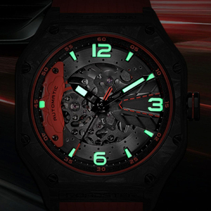 Reloj Mecánico Automático con Bisel de Fibra de Carbono y Correa de Silicona - Product Image 5