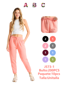 Pantalones Harem para Mujer J573-1, Cintura Media, Largo hasta el Tobillo, Corte Holgado, Transpirables, de Punto, Algodón y Elastano, Casuales, Primaverales, Color Sólido - Product Image 1